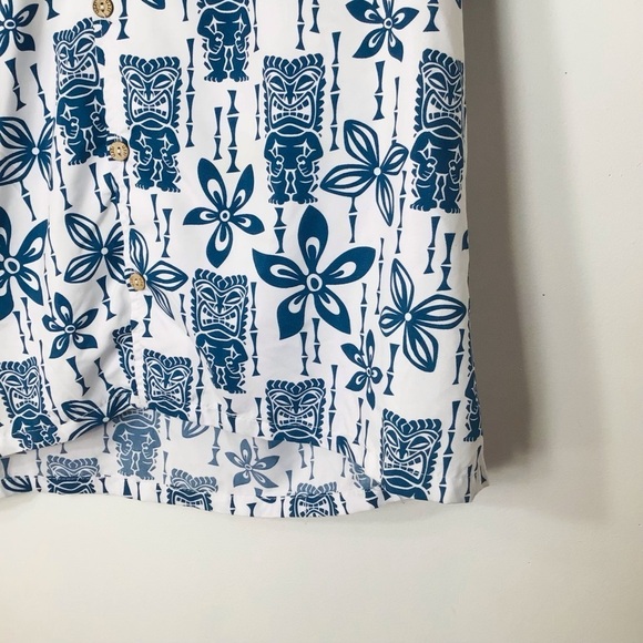 Uzzi men button up shirt large vacation blue white - Picture 3 of 10